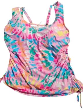 Lands End Sz 12 Underwire/Removable Pads Tankini Swim Top Only EUC